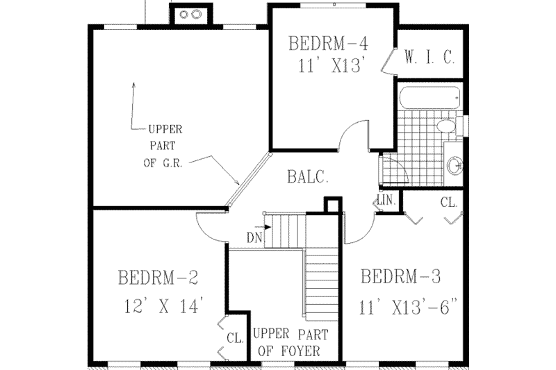 Home Plan - Floor Plan - Upper Floor for Colonial House Plan #3-184 - 4 bed, 2.5 bath