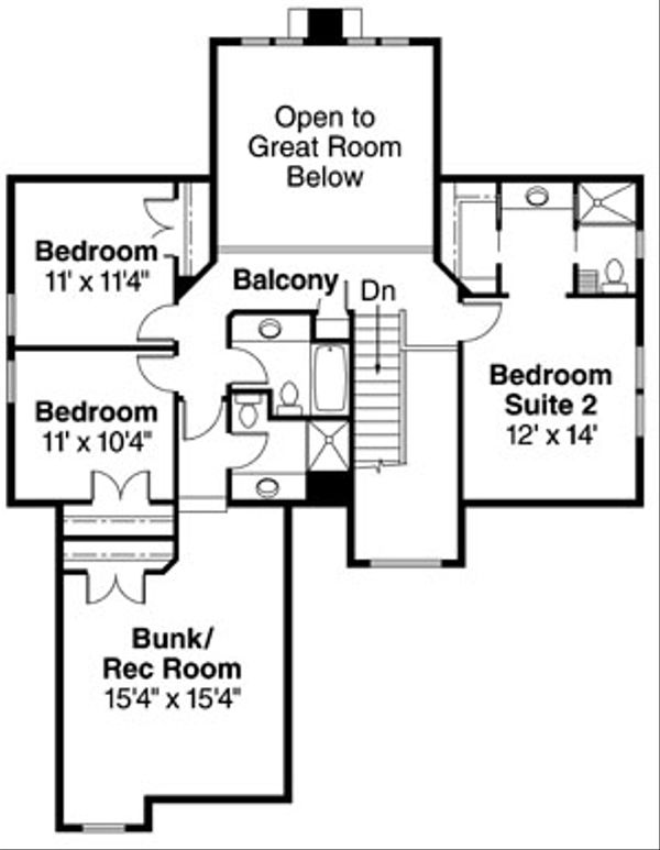House Design - Traditional Floor Plan - Upper Floor Plan #124-365