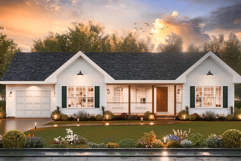House Blueprint - Ranch Exterior - Front Elevation Plan #54-609