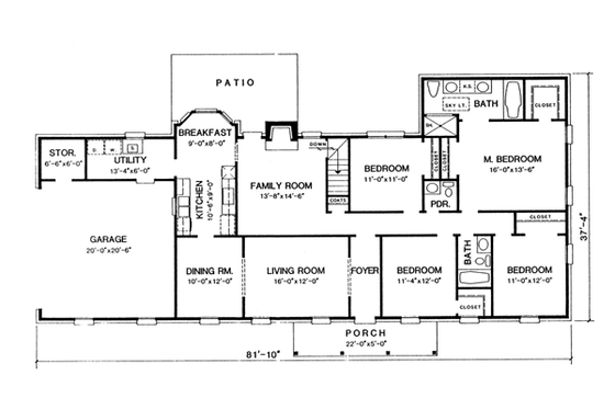 Floor Plan - Main Floor for Ranch House Plan #10-145 - 3 bed, 2 bath