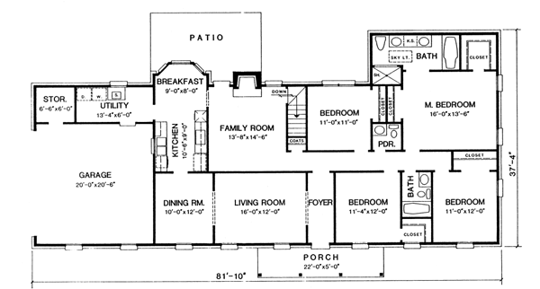 Ranch Floor Plan - Main Floor Plan #10-145