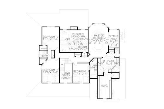 Floor Plan - Upper Floor for Farmhouse House Plan #54-379 - 4 bed, 5 bath