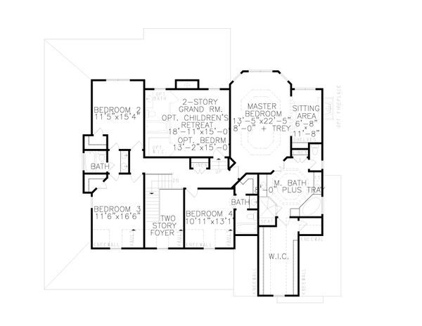 Farmhouse Floor Plan - Upper Floor Plan #54-379