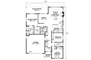 Floor Plan - Main Floor for Ranch House Plan #124-1186 - 3 bed, 2 bath
