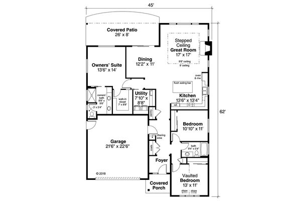 Ranch Floor Plan - Main Floor Plan #124-1186