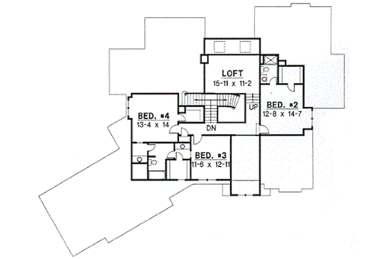 Floor Plan - Upper Floor for European House Plan #67-297 - 4 bed, 3 bath