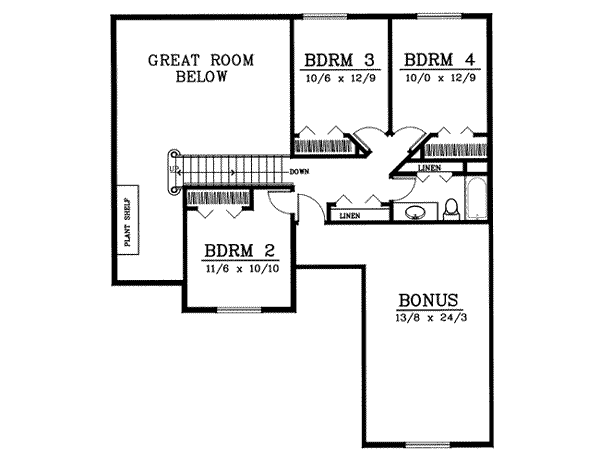 Traditional Floor Plan - Upper Floor Plan #98-212