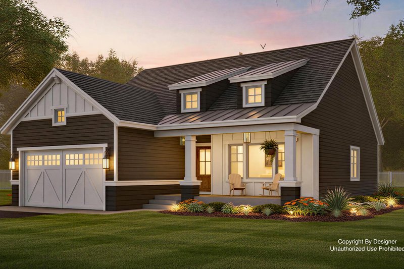 Bungalow Style House Plan - 3 Beds 2 Baths 1568 Sq/Ft Plan #51-1399 Exterior