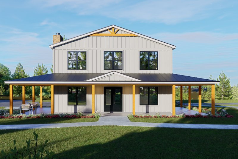 House Blueprint - Barndominium Exterior - Front Elevation Plan #932-1405