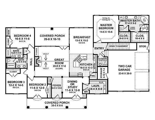 Southern Floor Plan - Main Floor Plan #21-216