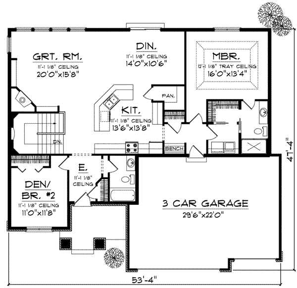 Architectural House Design - Craftsman Floor Plan - Main Floor Plan #70-824