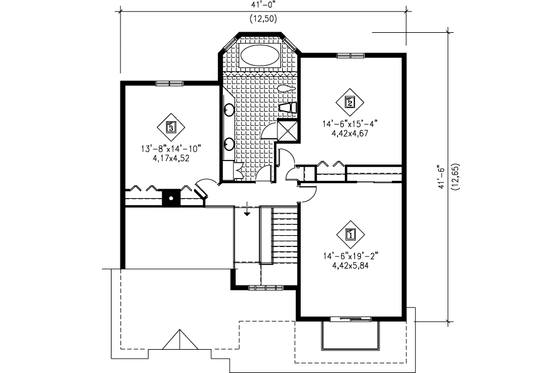Floor Plan - Upper Floor for Traditional House Plan #25-2100 - 3 bed, 1.5 bath
