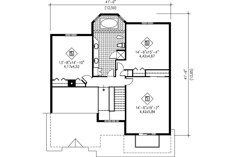 House Plan Design - Floor Plan - Upper Floor for Traditional House Plan #25-2100 - 3 bed, 1.5 bath