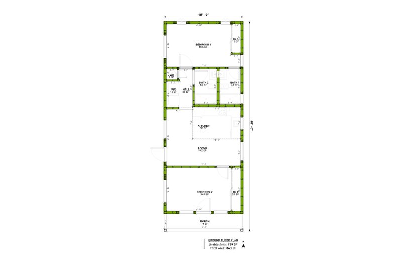 House Plan Design - Floor Plan - Main Floor for Modern House Plan #1106-75 - 2 bed, 2 bath