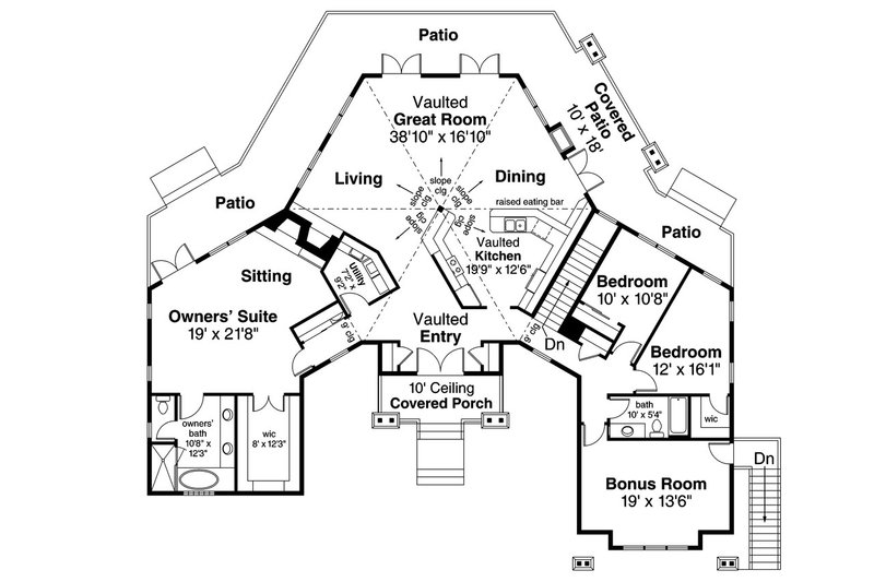 Dream House Plan - Floor Plan - Main Floor for Craftsman House Plan #124-1092 - 3 bed, 2 bath