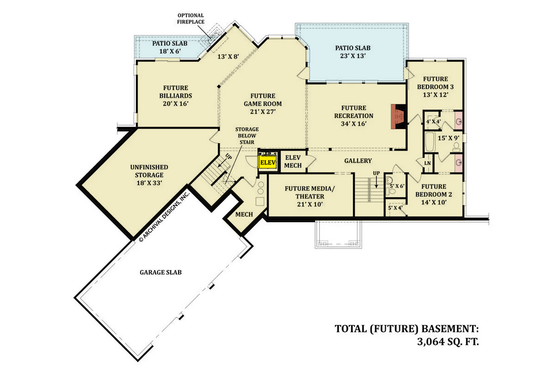 Floor Plan - Lower Floor for Cottage House Plan #119-483 - 3 bed, 2.5 bath