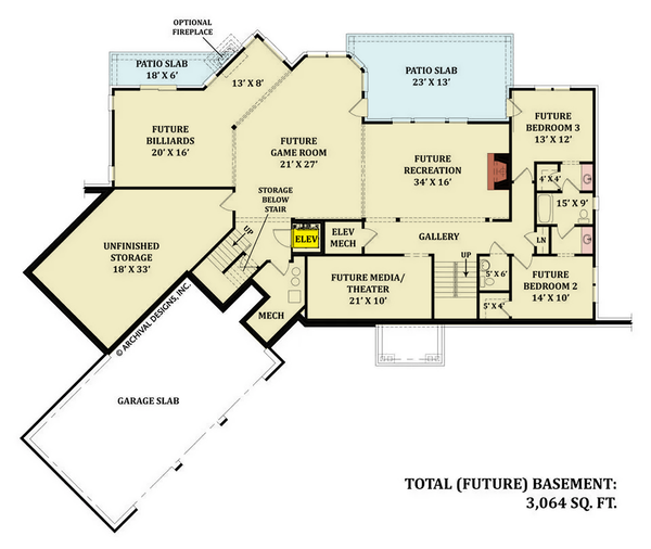 Architectural House Design - Floor Plan - Lower Floor for Cottage House Plan #119-483 - 3 bed, 2.5 bath