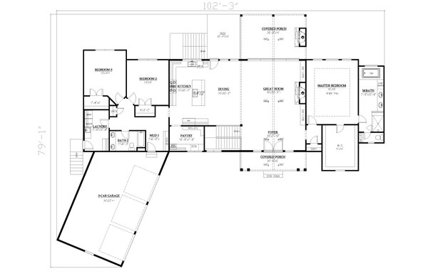 Craftsman Floor Plan - Main Floor Plan #437-131