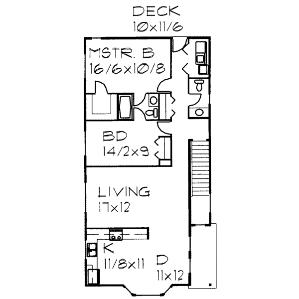 Traditional Floor Plan - Upper Floor Plan #303-389
