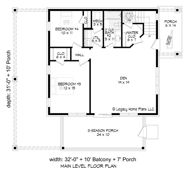 Home Plan - Southern Floor Plan - Main Floor Plan #932-788