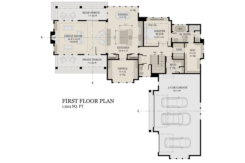 Home Plan - Floor Plan - Main Floor for Farmhouse House Plan #51-1145 - 4 bed, 3.5 bath