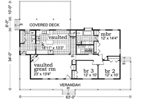 Floor Plan - Main Floor for Farmhouse House Plan #47-647 - 3 bed, 2 bath