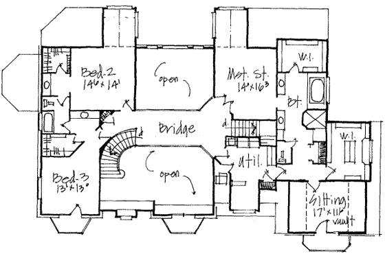 Floor Plan - Upper Floor for European House Plan #308-162 - 4 bed, 2.5 bath