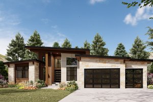 Exterior - Front Elevation for Modern House Plan #1073-51 - 4 bed, 3.5 bath