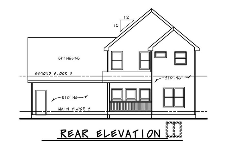 Home Plan - Exterior - Rear Elevation for Traditional House Plan #20-2263 - 3 bed, 2.5 bath
