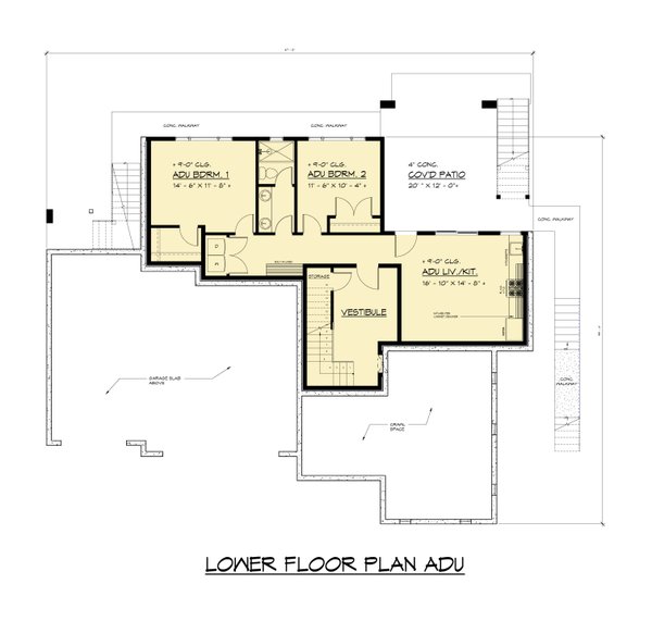 House Blueprint - Contemporary Floor Plan - Lower Floor Plan #1066-325