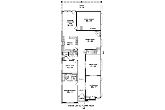 Floor Plan - Main Floor for European House Plan #81-1554 - 3 bed, 2 bath