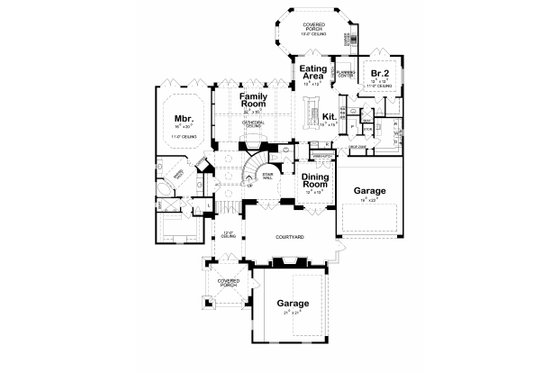 Floor Plan - Main Floor for European House Plan #20-2175 - 4 bed, 5 bath