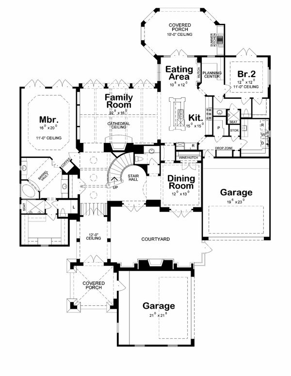 Architectural House Design - European Floor Plan - Main Floor Plan #20-2175