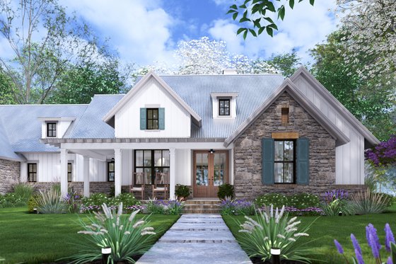 Exterior - Front Elevation 4 for Cottage House Plan #120-290 - 4 bed, 3.5 bath