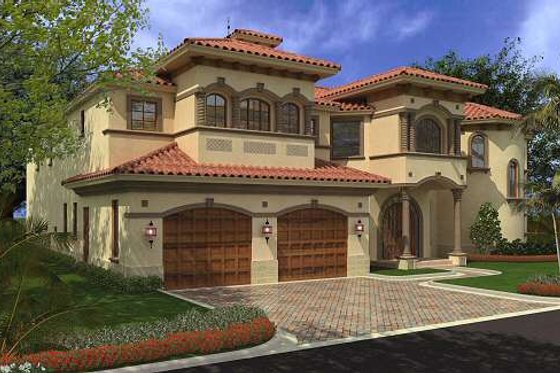 Exterior - Rear Elevation for Mediterranean House Plan #420-194 - 4 bed, 5.5 bath