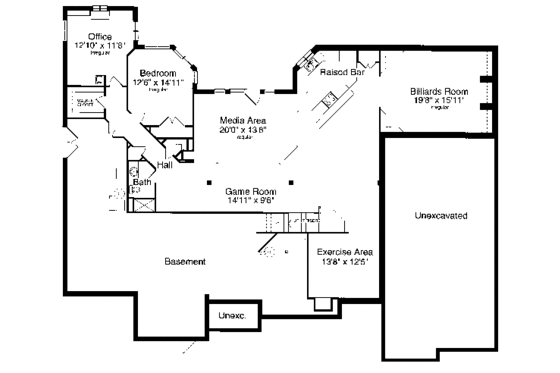 Floor Plan - Lower Floor for Traditional House Plan #46-102 - 3 bed, 3 bath