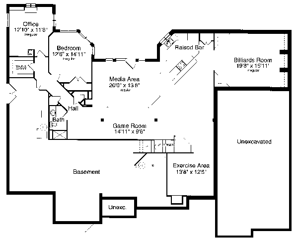 Architectural House Design - Traditional Floor Plan - Lower Floor Plan #46-102