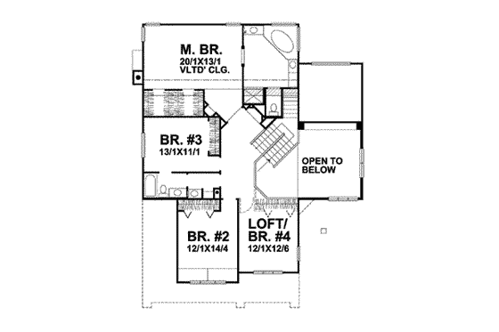 Floor Plan - Upper Floor for Traditional House Plan #50-247 - 4 bed, 3 bath