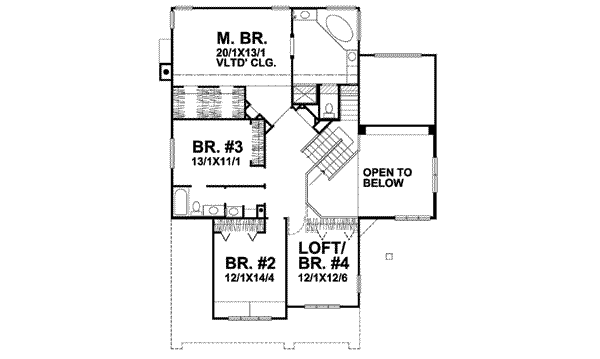 Traditional Floor Plan - Upper Floor Plan #50-247