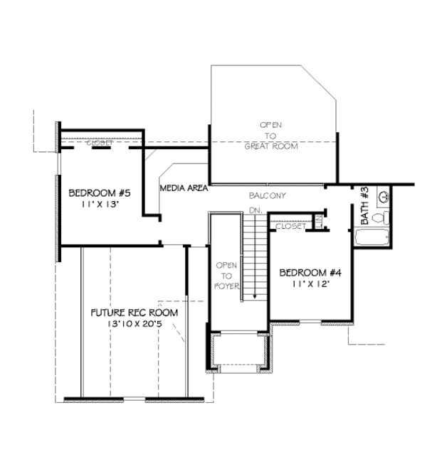 Traditional Floor Plan - Upper Floor Plan #424-145