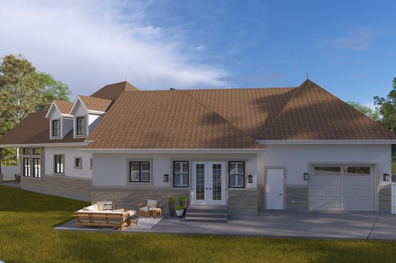 Exterior - Rear Elevation 1 for European House Plan #1060-278 - 3 bed, 2.5 bath