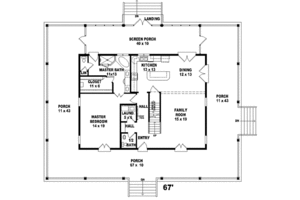 Floor Plan - Main Floor for Farmhouse House Plan #81-736 - 3 bed, 2.5 bath