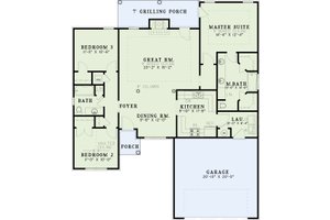 Floor Plan - Main Floor for Traditional House Plan #17-1092 - 3 bed, 2 bath