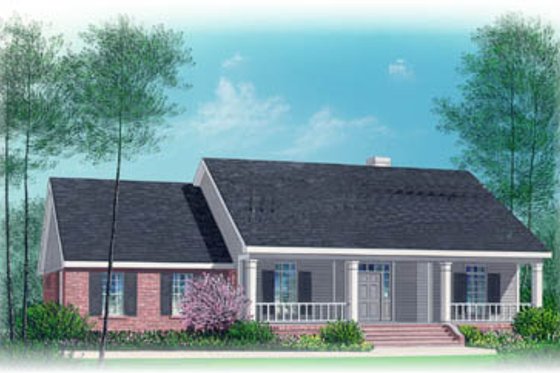 Exterior - Front Elevation for Ranch House Plan #15-141 - 3 bed, 2 bath