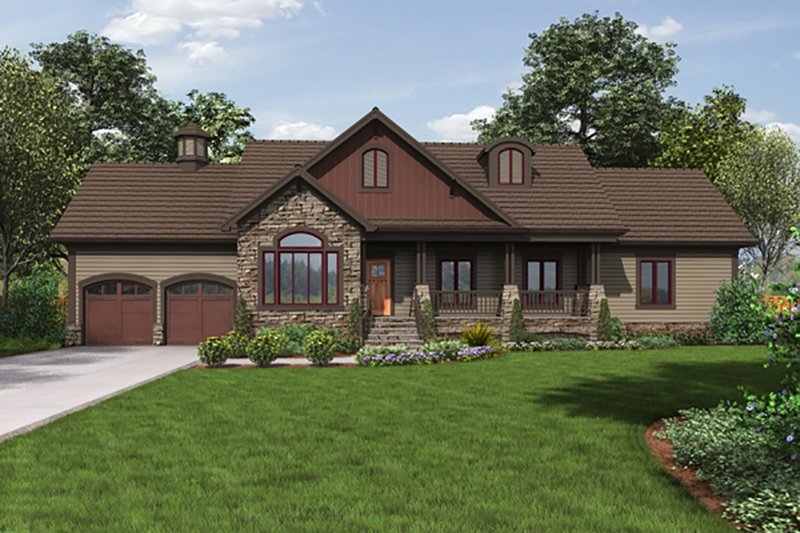 Home Plan - Craftsman, Green, Front Elevation