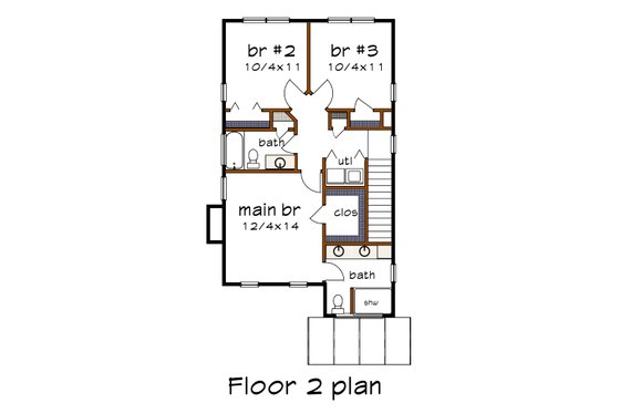 Floor Plan - Upper Floor for Modern House Plan #79-293 - 3 bed, 2.5 bath
