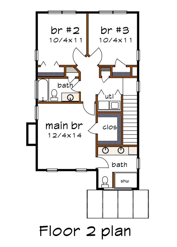 Modern Floor Plan - Upper Floor Plan #79-293