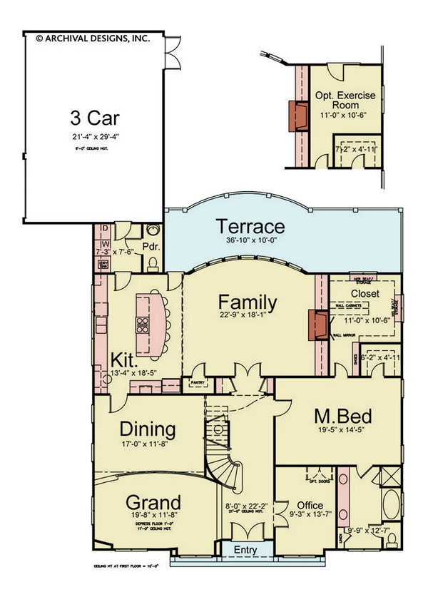 Architectural House Design - Floor Plan - Main Floor for Colonial House Plan #119-478 - 4 bed, 3 bath