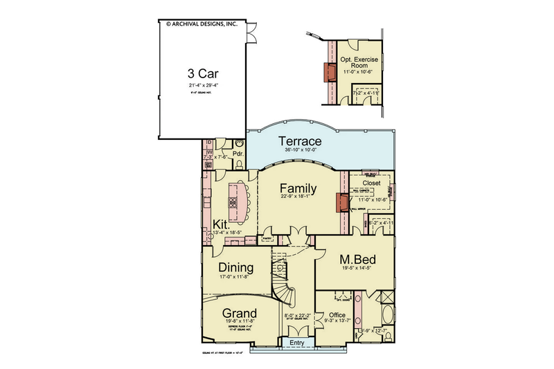 Architectural House Design - Floor Plan - Main Floor for Colonial House Plan #119-478 - 4 bed, 3 bath