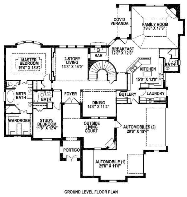 Floor Plan - Main Floor for European House Plan #141-214 - 4 bed, 3.5 bath
